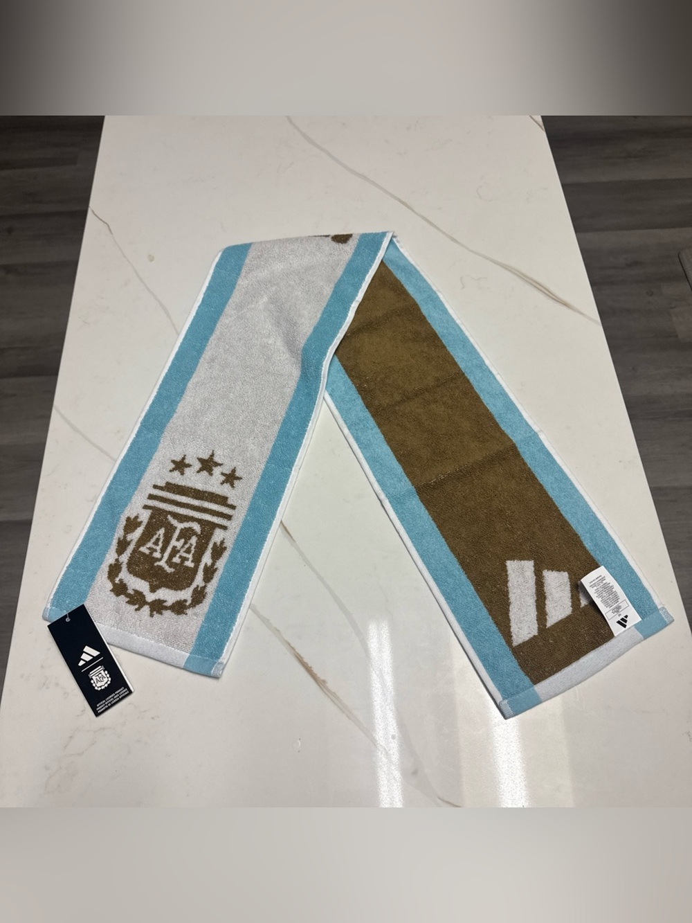 Adidas Argentina AFA National Team Fan Towel KE6159 White Light Blue Gold NWT